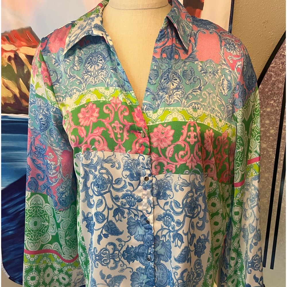 Zara colorful pastel blouse.